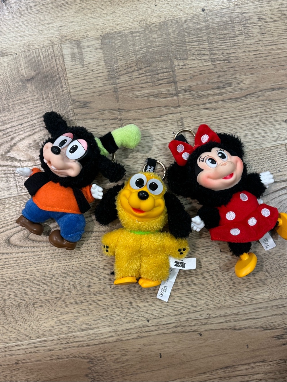 Plush Character Keychain Trio - Yellow, Red, Black
